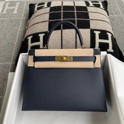 KELLY 28 EPSOM LEATHER BLEU NUIT WITH GOLD HARDWARE (GHW) - 1