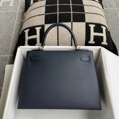 KELLY 28 EPSOM LEATHER BLEU NUIT WITH GOLD HARDWARE (GHW) - 3