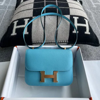 CONSTANCE 18 (MINI) EPSOM LEATHER BLEU FRIDA WITH PALLADIUM HARDWARE (PHW)