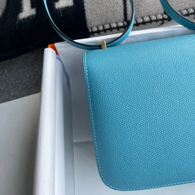 CONSTANCE 18 (MINI) EPSOM LEATHER BLEU FRIDA WITH PALLADIUM HARDWARE (PHW) - 8