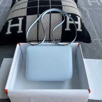 CONSTANCE 18 (MINI) EPSOM LEATHER BLEU BRUME WITH GOLD HARDWARE (GHW) - 3