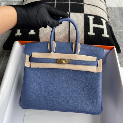 BIRKIN 25 TOGO LEATHER BLUE BRIGHTON WITH GOLD HARDWARE (GHW) - 3
