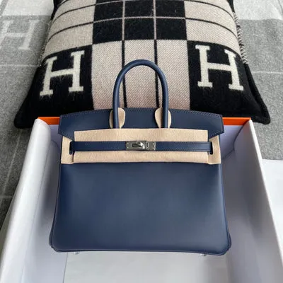 BIRKIN 25 SWIFT LEATHER BLEU SAPHIR WITH PALLADIUM HARDWARE (PHW) - 1