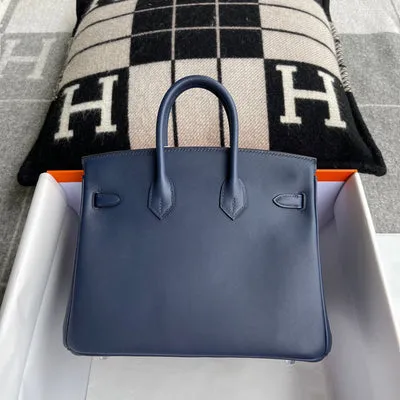 BIRKIN 25 SWIFT LEATHER BLEU SAPHIR WITH PALLADIUM HARDWARE (PHW) - 3