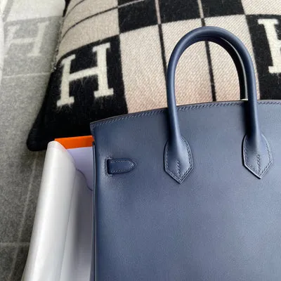 BIRKIN 25 SWIFT LEATHER BLEU SAPHIR WITH PALLADIUM HARDWARE (PHW) - 5