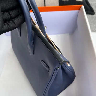 BIRKIN 25 SWIFT LEATHER BLEU SAPHIR WITH PALLADIUM HARDWARE (PHW) - 4