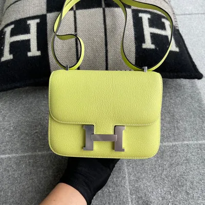 CONSTANCE 18 (MINI) CHEVRE LEATHER JAUNE BOURGEON WITH PALLADIUM HARDWARE (PHW)