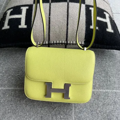 CONSTANCE 18 (MINI) CHEVRE LEATHER JAUNE BOURGEON WITH PALLADIUM HARDWARE (PHW)