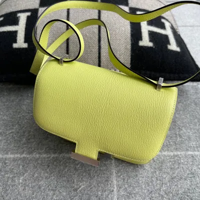 CONSTANCE 18 (MINI) CHEVRE LEATHER JAUNE BOURGEON WITH PALLADIUM HARDWARE (PHW) - 4