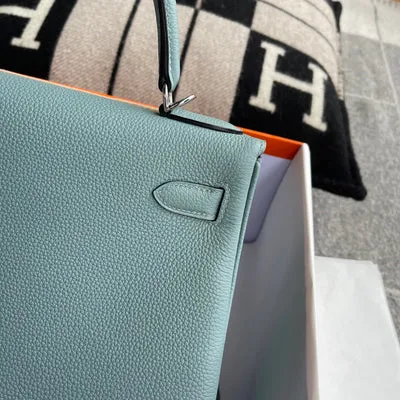 KELLY 28 TOGO LEATHER BLEU CIEL WITH PALLADIUM HARDWARE (PHW) - 6