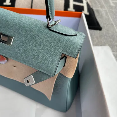 KELLY 28 TOGO LEATHER BLEU CIEL WITH PALLADIUM HARDWARE (PHW) - 4