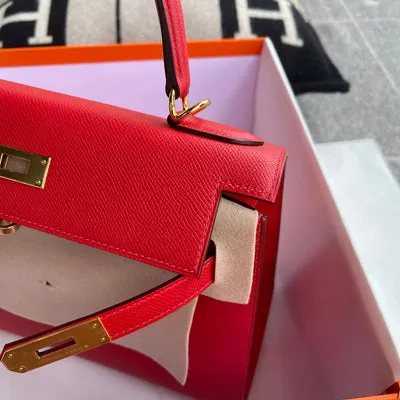 KELLY 28 EPSOM LEATHER ROUGE DE COEUR WITH GOLD HARDWARE (GHW) - 5