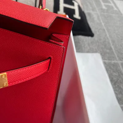 KELLY 28 EPSOM LEATHER ROUGE DE COEUR WITH GOLD HARDWARE (GHW) - 7