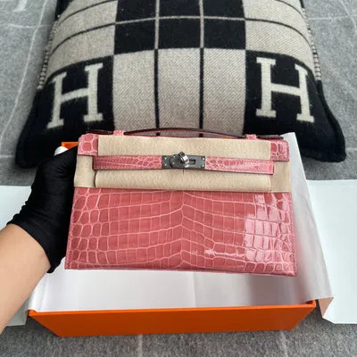 KELLY POCHETTE SHINY (LISSE) NILOTICUS CROCODILE LEATHER TERRE CUITE WITH PALLADIUM HARDWARE (PHW) - 3