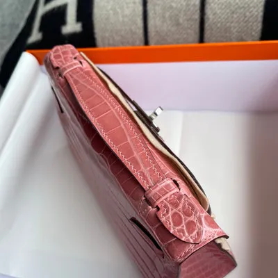 KELLY POCHETTE SHINY (LISSE) NILOTICUS CROCODILE LEATHER TERRE CUITE WITH PALLADIUM HARDWARE (PHW) - 8