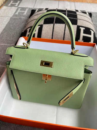 KELLY 28 TOGO LEATHER VERT CRIQUET WITH GOLD HARDWARE (GHW) - 8