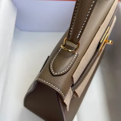 KELLY 28 EPSOM LEATHER ETOUPE WITH GOLD HARDWARE (GHW) - 4