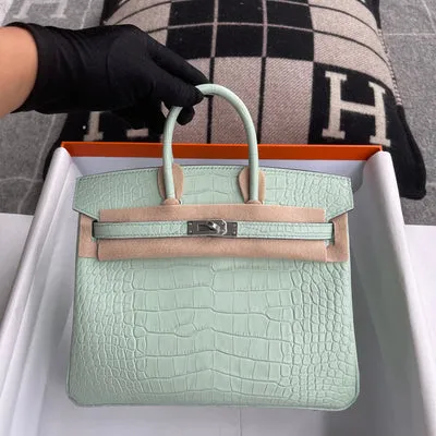 BIRKIN 25 MATTE MISSISSIPPIENSIS ALLIGATOR LEATHER VERT D'EAU WITH PALLADIUM HARDWARE (PHW) - 4
