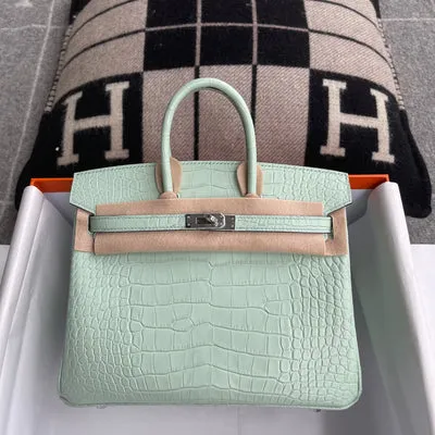 BIRKIN 25 MATTE MISSISSIPPIENSIS ALLIGATOR LEATHER VERT D'EAU WITH PALLADIUM HARDWARE (PHW) - 1