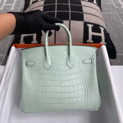 BIRKIN 25 MATTE MISSISSIPPIENSIS ALLIGATOR LEATHER VERT D'EAU WITH PALLADIUM HARDWARE (PHW) - 3