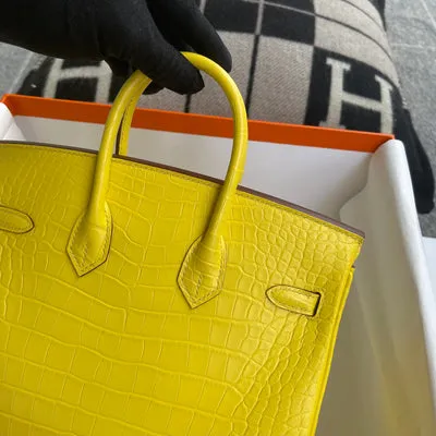 BIRKIN 25 MATTE MISSISSIPPIENSIS ALLIGATOR LEATHER MIMOSA WITH GOLD HARDWARE (GHW) - 4