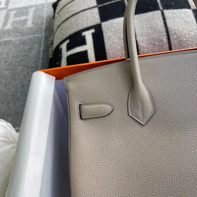 BIRKIN 30 TOGO LEATHER GRIS TOURTERELLE WITH PALLADIUM HARDWARE (PHW) - 8