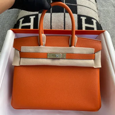 BIRKIN 30 TOGO LEATHER ORANGE WITH PALLADIUM HARDWARE (PHW) - 2
