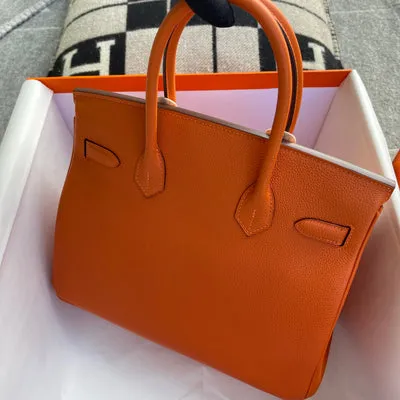 BIRKIN 30 TOGO LEATHER ORANGE WITH PALLADIUM HARDWARE (PHW) - 3