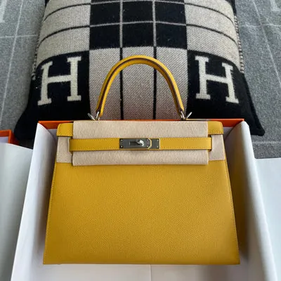 KELLY 28 EPSOM LEATHER JAUNE AMBRE WITH PALLADIUM HARDWARE (PHW) - 1