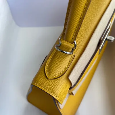 KELLY 28 EPSOM LEATHER JAUNE AMBRE WITH PALLADIUM HARDWARE (PHW) - 8
