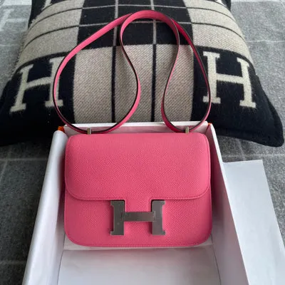 CONSTANCE 18 (MINI) EPSOM LEATHER ROSE AZALEA WITH PALLADIUM HARDWARE (PHW)