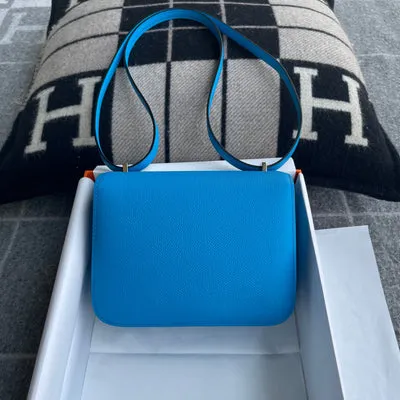 CONSTANCE 18 (MINI) EPSOM LEATHER BLEU FRIDA WITH PALLADIUM HARDWARE (PHW) - 3