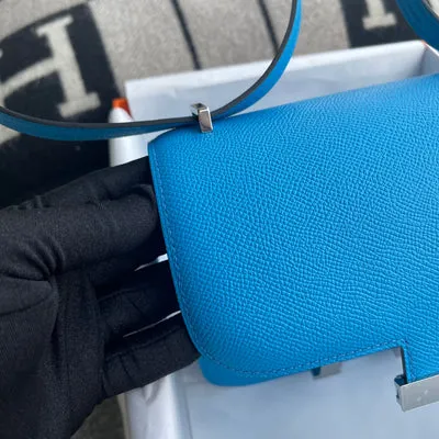 CONSTANCE 18 (MINI) EPSOM LEATHER BLEU FRIDA WITH PALLADIUM HARDWARE (PHW) - 5