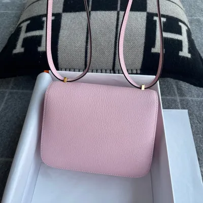 CONSTANCE 18 (MINI) CHEVRE LEATHER ROSE SAKURA WITH GOLD HARDWARE (GHW) - 4