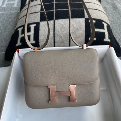CONSTANCE 24 EPSOM LEATHER GRIS ASPHALTE WITH ROSE GOLD HARDWARE (RGHW) - 3