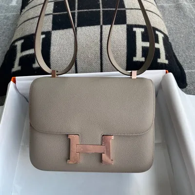 CONSTANCE 24 EPSOM LEATHER GRIS ASPHALTE WITH ROSE GOLD HARDWARE (RGHW) - 1