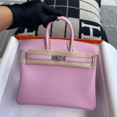 BIRKIN 25 SWIFT LEATHER MAUVE SYLVESTRE WITH PALLADIUM HARDWARE (PHW) - 2