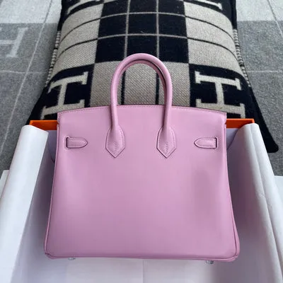 BIRKIN 25 SWIFT LEATHER MAUVE SYLVESTRE WITH PALLADIUM HARDWARE (PHW) - 3