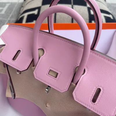 BIRKIN 25 SWIFT LEATHER MAUVE SYLVESTRE WITH PALLADIUM HARDWARE (PHW) - 4