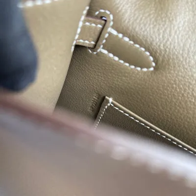 KELLY POCHETTE SWIFT LEATHER ETOUPE WITH PALLADIUM HARDWARE (PHW) - 4