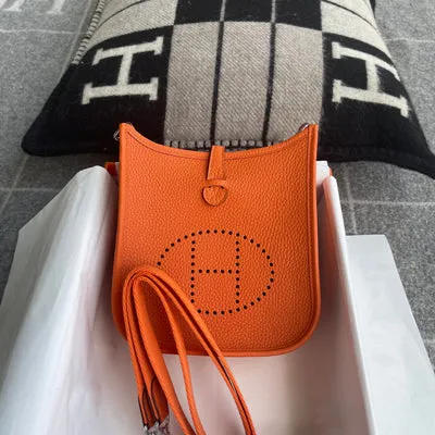 MINI EVELYNE (TPM) CLEMENCE LEATHER ORANGE WITH PALLADIUM HARDWARE (PHW)