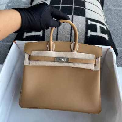BIRKIN 25 SWIFT LEATHER BISCUIT WITH PALLADIUM HARDWARE (PHW) - 2