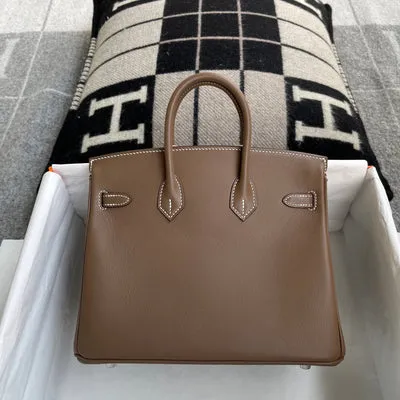 BIRKIN 25 SWIFT LEATHER ETOUPE WITH PALLADIUM HARDWARE (PHW) - 3