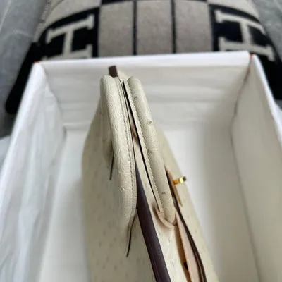 BIRKIN 25 OSTRICH LEATHER PARCHEMIN WITH GOLD HARDWARE (GHW) - 5