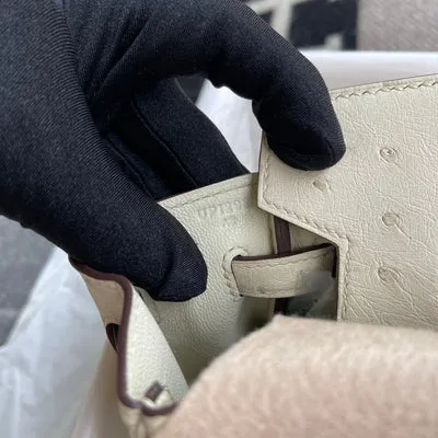 BIRKIN 25 OSTRICH LEATHER PARCHEMIN WITH GOLD HARDWARE (GHW) - 8