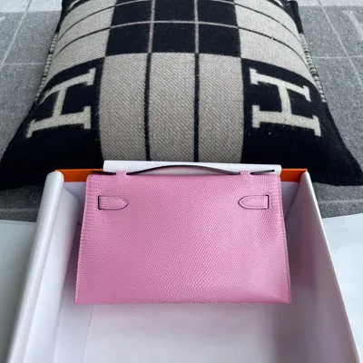 KELLY POCHETTE LIZARD LEATHER BUBBLEGUM WITH GOLD HARDWARE (GHW) - 2