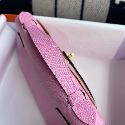 KELLY POCHETTE LIZARD LEATHER BUBBLEGUM WITH GOLD HARDWARE (GHW) - 7