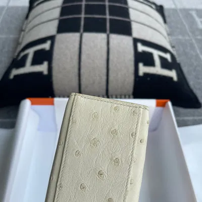 KELLY POCHETTE OSTRICH LEATHER PARCHEMIN WITH PALLADIUM HARDWARE (PHW) - 7