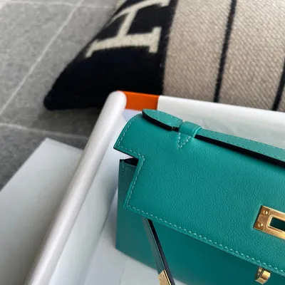 KELLY POCHETTE SWIFT LEATHER VERT VERONE WITH GOLD HARDWARE (GHW) - 6