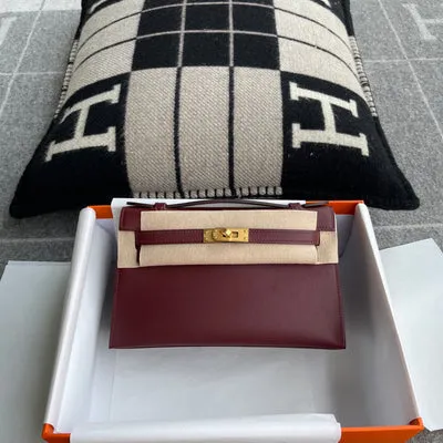 KELLY POCHETTE SWIFT LEATHER ROUGE H WITH GOLD HARDWARE (GHW) - 1